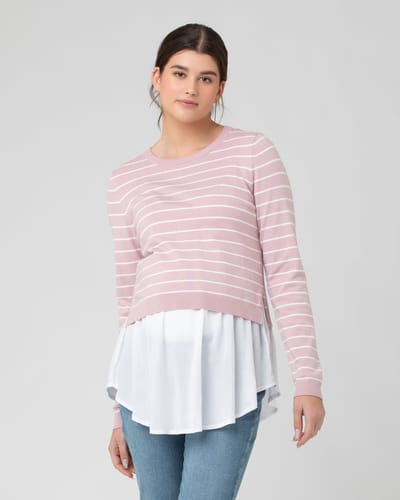 Ripe Maternity Sia Nursing Knit Dusty Pink / White