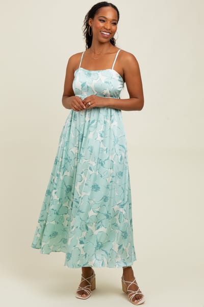 Rhea + Thea Sage Floral Sleeveless Maxi Dress