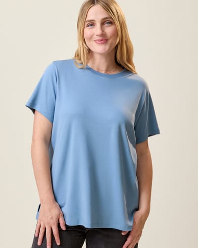 Kindred Bravely Pima Cotton Side Zip Maternity & Nursing T-shirt | Vintage Blue