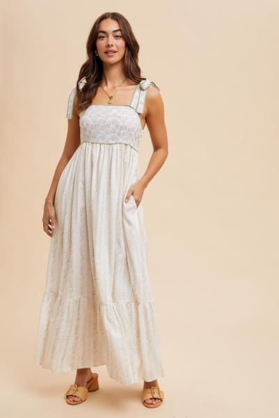 In Loom Peach Floral Cotton Dress