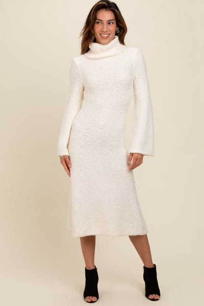 Aaron & Amber Ivory Turtleneck Bell Sleeve Sweater Dress