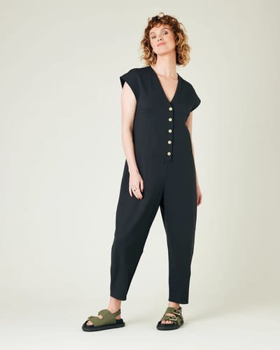 For The Creators Frankie Slate Cotton Jersey Jumpsuit