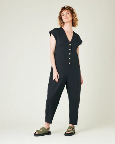 For The Creators Frankie Slate Cotton Jersey Jumpsuit