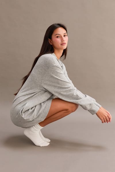 Hyfve Heather Grey Half Zip Long Sleeve Mini Dress
