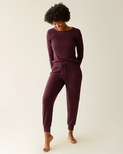 Kindred Bravely CozyKnit Nursing Pajama & Lounge Set | Deep Burgundy