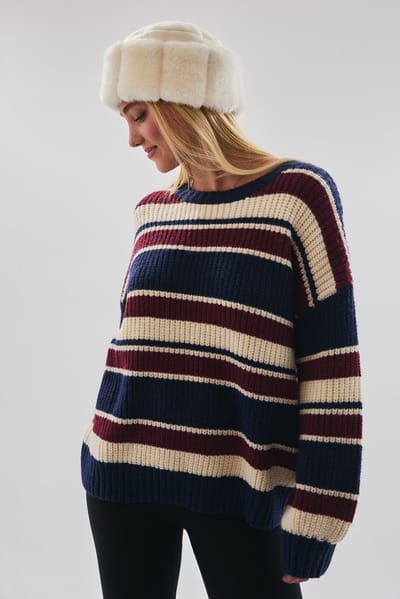 Le Lis Multicolor Striped Chunky Knit Sweater