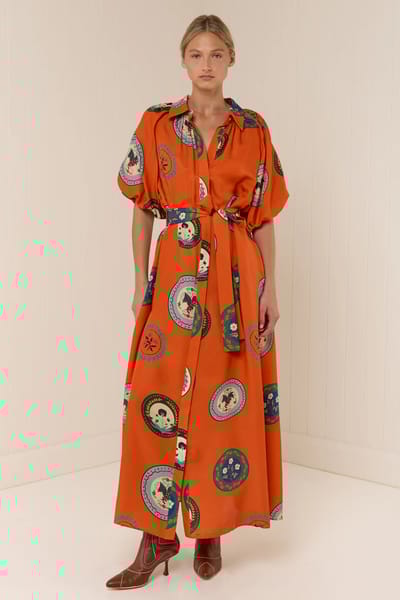 Palm Noosa Carla Dress in Orange Plates