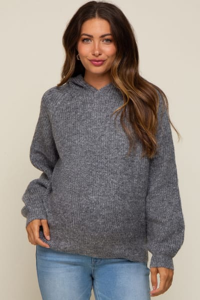 Bluivy Grey Hooded Maternity Sweater