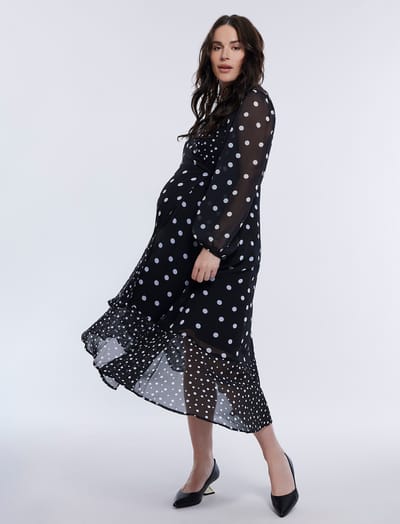 Motherhood Maternity Wrap Flounce Midi Dress