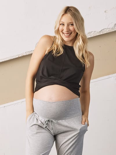 Angel Maternity Summer Basic Maternity Crop Bamboo Top