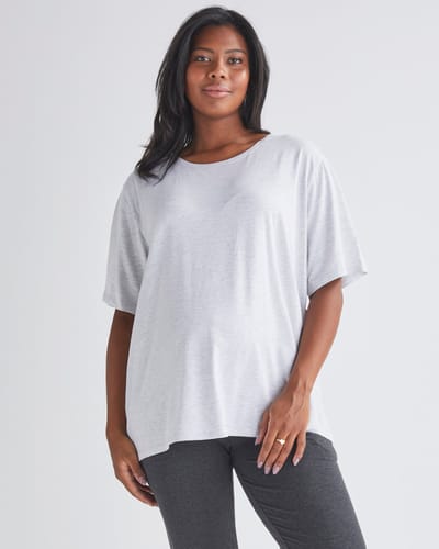 Angel Maternity Maternity Bloom Over Size Tee - Marl Grey