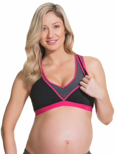 Angel Maternity Cake Maternity Lotus Yoga Hands Free Pumping Bra (Fuchsia)