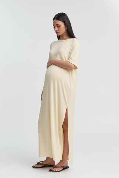 Legoe Heritage T-Shirt Relaxed Maxi Dress (Lemon) - FINAL SALE