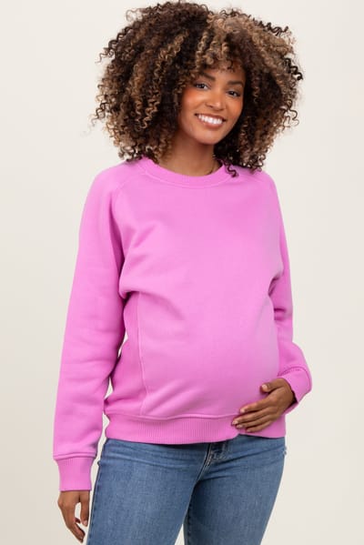 Zenana Outfitters Pink Fleece Maternity Sweatshirt