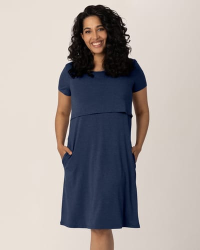 Kindred Bravely Eleanora Bamboo Maternity & Nursing Dress | Navy Heather