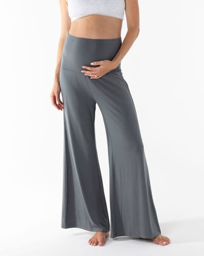 Angel Maternity Debra Wide Leg Maternity Bamboo Pants in Slate Grey