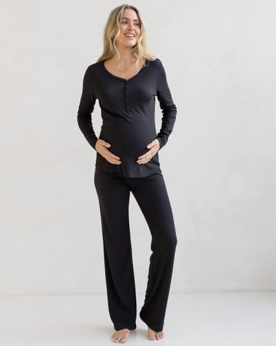 Angel Maternity Amira 2-piece Maternity Sleepwear Set in Black