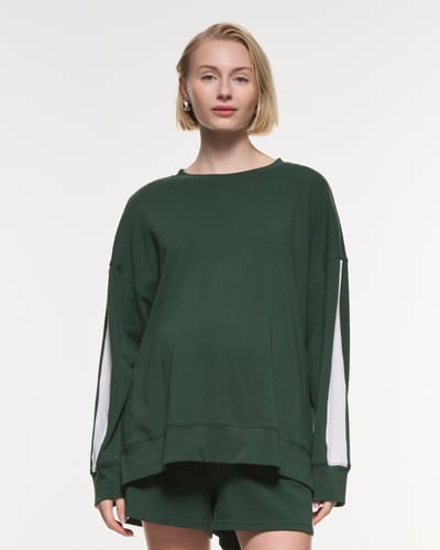 Soon Maternity Side Split Stripe Cotton Top