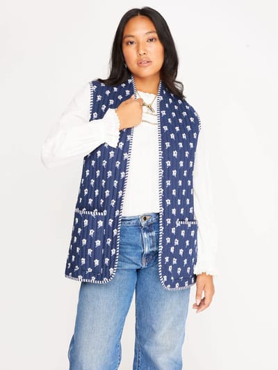 For The Creators Paloma Waistcoat in Navy Floral