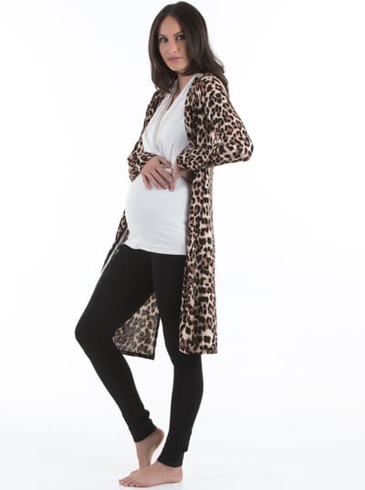 Angel Maternity Maternity Long Lounge Cardigan in Animal Print