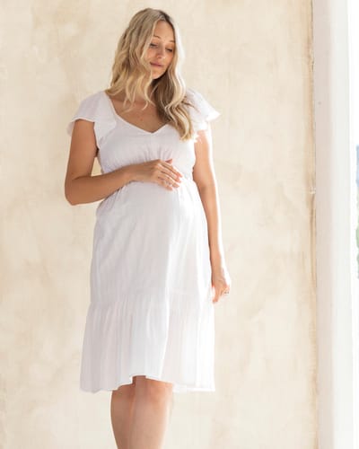 Angel Maternity Élodie Maternity Short Sundress in White