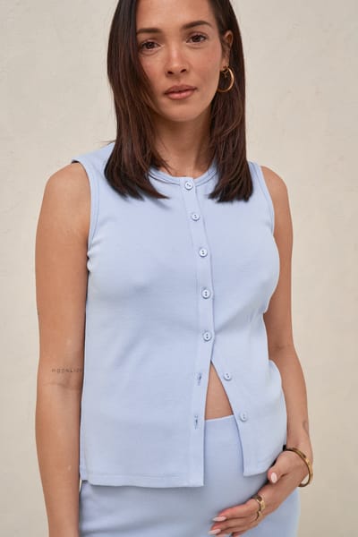 Bae the Label Storyline Button Tank - Cornflower
