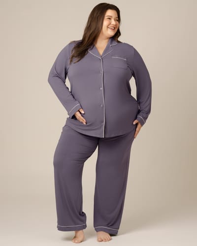 Kindred Bravely Clea Bamboo Long Sleeve Pajama Set | Granite