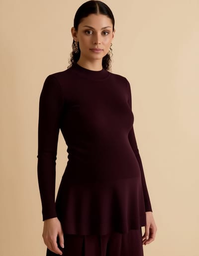 For The Creators Rib Knit Detail Peplum Jumper