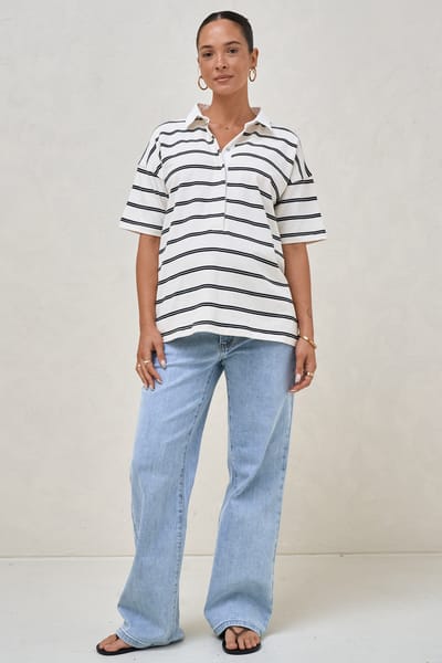 Bae the Label Game Plan Polo Tee - Stripe