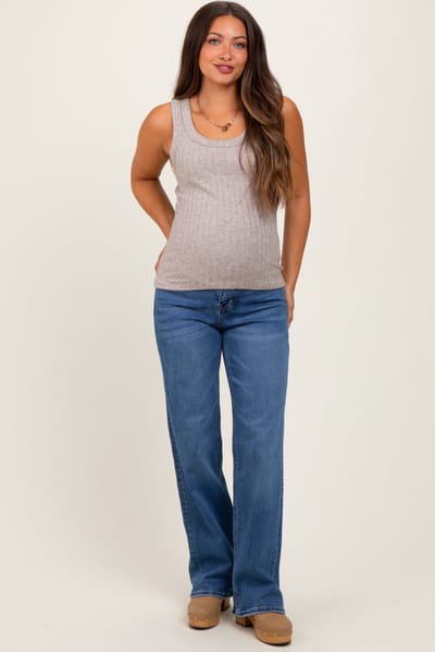 Vervet Navy Blue Classic Wash Wide Leg Maternity Jeans