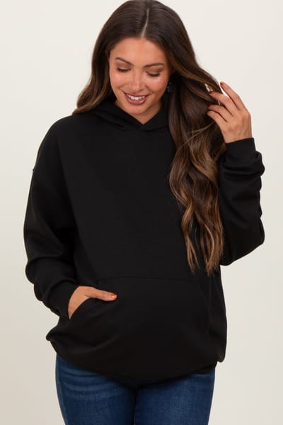 PinkBlush Black Basic Maternity Hoodie Sweatshirt
