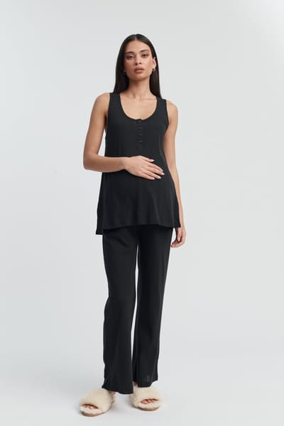 Legoe Heritage Pointelle PJ Pant (Washed Black)