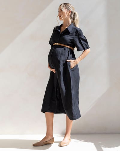 Angel Maternity Sophia Maternity Belt Work Dress in Black