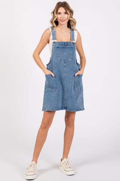 AnnieWear Navy Denim Overall Dress