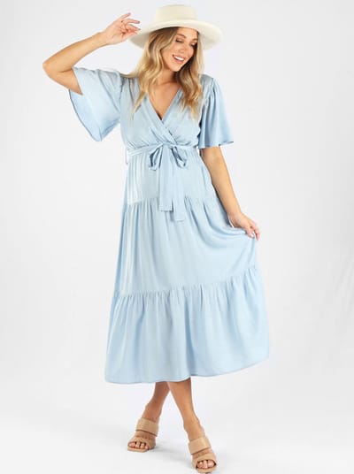 Angel Maternity Cara  Blue Baby Shower Maternity Dress