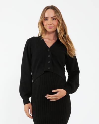 Ripe Maternity Tiffany Crop Knit Cardi  Black