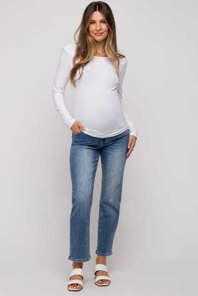 Special A Jeans Blue Straight Crop Maternity Jeans