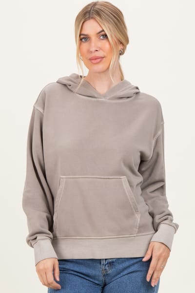 Zenana Outfitters Mocha Soft Fleece Pocket Hoodie