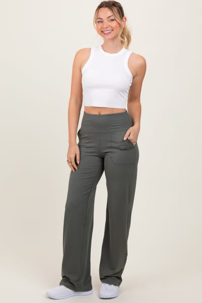 Rae Mode Olive Straight Leg Yoga Pants