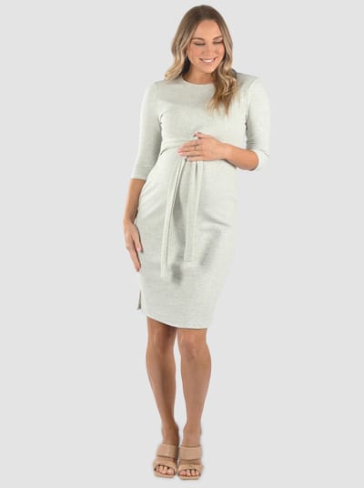 Angel Maternity Maternity and Nursing Tie Knot Dress - Marl Grey