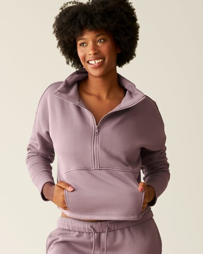 Kindred Bravely Cloud Fleece Half Zip Nursing Pullover | Dusty Mauve