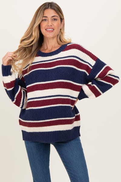 Le Lis Multicolor Striped Chunky Knit Maternity Sweater
