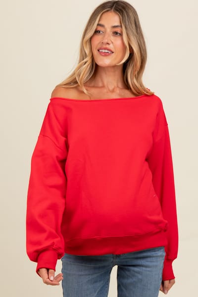 Papermoon Red One Shoulder Maternity Sweatshirt