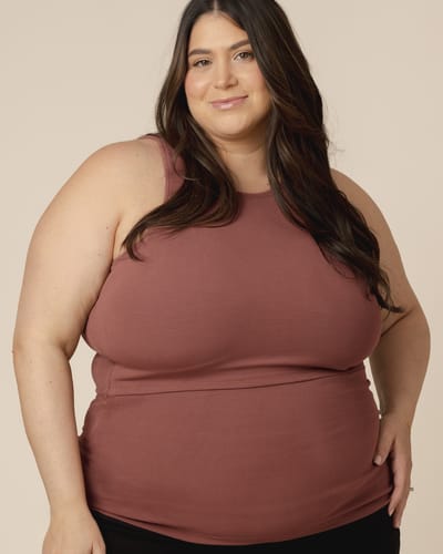 Storq Ribbed Bamboo Racerback Nursing Tank | Redwood