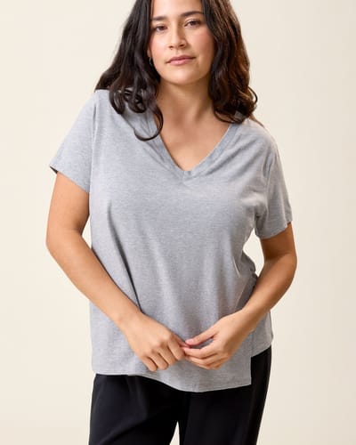 Storq Classic Modal V-neck Nursing T-shirt | Grey Heather