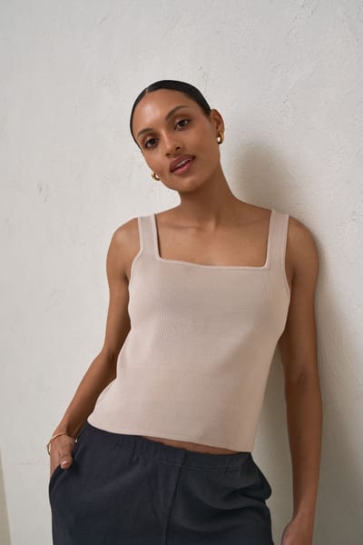 Bae the Label About That Base Knit Crop -Taupe