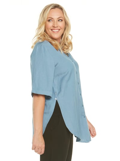 Angel Maternity Maternity Linen Blend Button Nursing Shirt