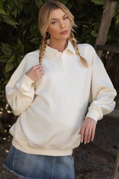 Hyfve Cream Oversized Polo Maternity Pullover
