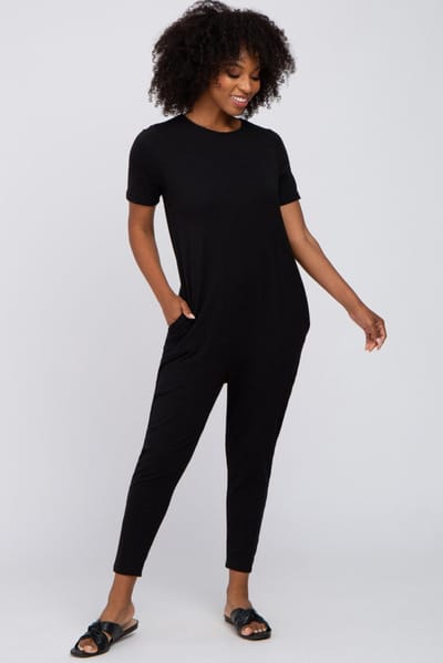 Hello Miz Black Basic Short Sleeve Jumpsuit