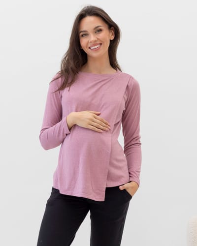 Angel Maternity Madeline Long Sleeve Nursing Brushed Top